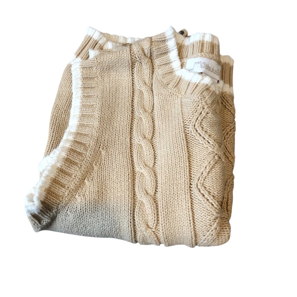 Chateau de Dalle Paris Size 10 Tan Crew Neck Cable Knit Sweater Vest